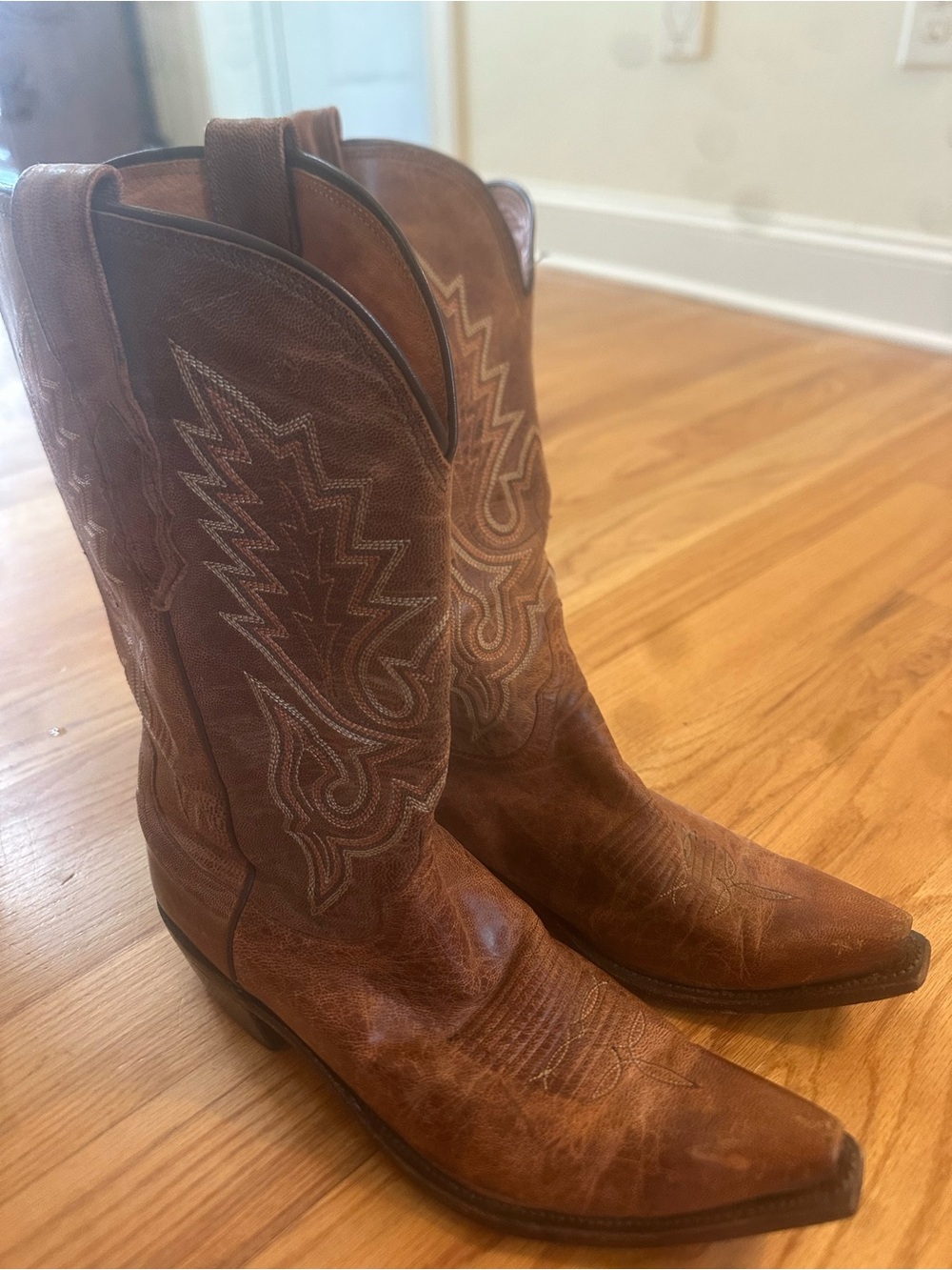 Lucchese Brown Goat Leather Cowboy Boots Size 11
